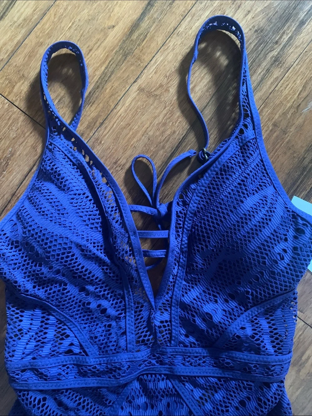 BECCA Royal Blue Lace One-Piece Swimsuit